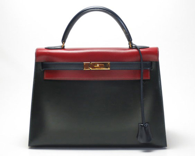 エルメス&nbsp;ケリー３２&nbsp;ネイビー×レッド&nbsp;ボックスカーフ&nbsp;Ｕ刻印の買取